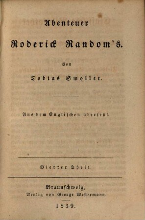 Abenteuer Roderick Random's : In vier Theilen, 4