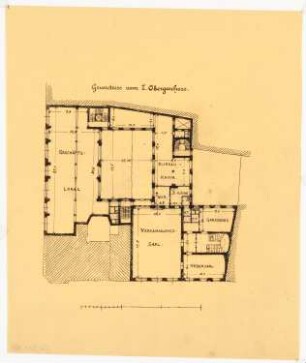 Geschäftshaus Probststraße/Poststraße, Berlin-Mitte: 3. Entwurf: Grundriss 1. OG