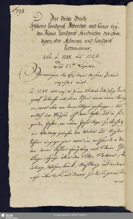 1. Capitel In welchem die Historie dasiger.Zeiten erzehlet wird.