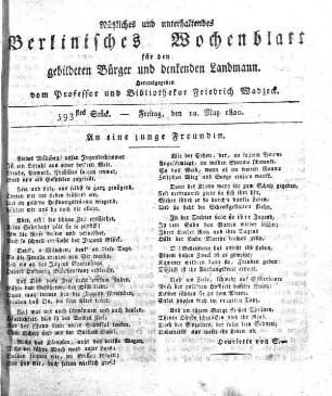593stes Stueck, Freitag, den 12. May 1828