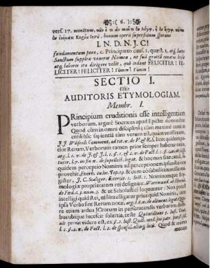 Sectio I. sistit Auditoris Etymologiam