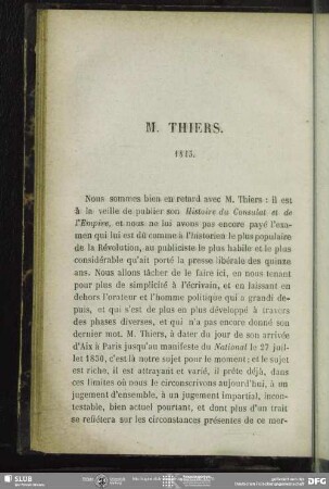 M. Thiers : 1843