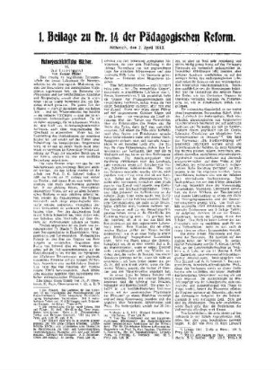 Naturgeschichtliche Bücher : IV. ; 1. Beilage zu Nr. 14 der Pädagogischen Reform