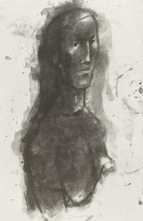Weibliche Halbfigur im Profil nach rechts