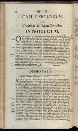 Caput Secundum. De Vocatione ad statum Clericalem.