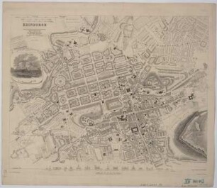 Plan von Edinburgh, 1:8 700, Stahlstich, 1834