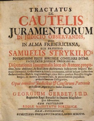 Tractatus de cautelis juramentorum in judicio observandis