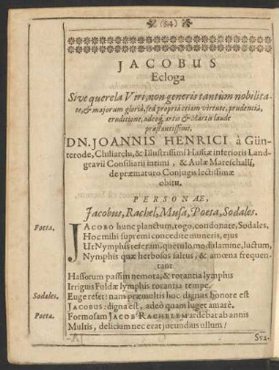 Jacobus Ecloga [...]