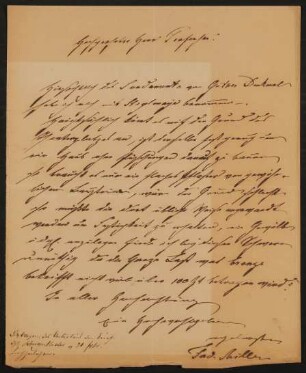 Brief von Ferdinand von Miller an Unbekannt (Ludwig Schwanthaler?) ohne Datum (vermutlich 1843)