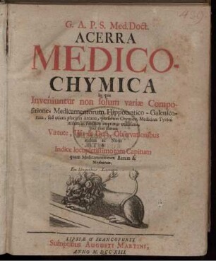Acerra Medico-Chymica