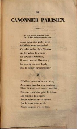 Le Canonnier Parisien : couplets patriotiques adressés aux gardes nationaux, ...