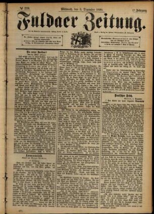 Erste Ausgabe vom Mittwoch, den 03. Dezember 1890.