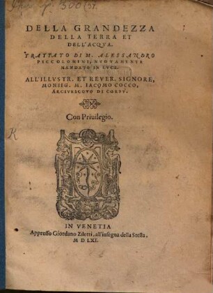 Della grandezza della terra trattato