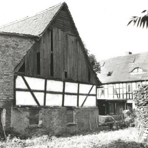 Markranstädt-Thronitz, Ringstraße 6. Dreiseithof. E. 19. Jh. Giebelansicht der Scheune