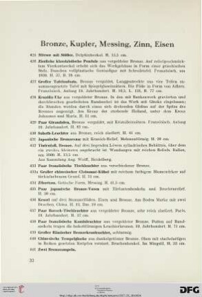 Bronze, Kupfer, Messing, Zinn, Eisen (Nr. 425-490)