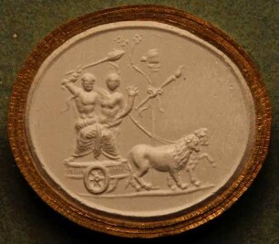 Bacchus und Ceres auf einem Wagen (Daktyliothek, Erstes Mythologisches Tausend)
