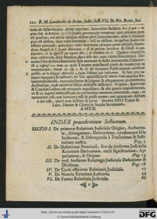 Index praecedentium Sectionum.