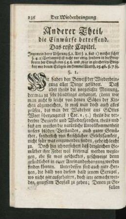 Anderer Theil, die Einwürfe betreffend.