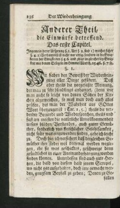Anderer Theil, die Einwürfe betreffend.