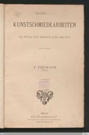 Kunstschmiedearbeiten im Style des Barock und Rococo