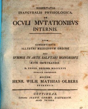 Diss. inaug. physiol. de oculi mutationibus internis