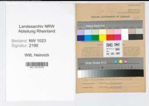 Entnazifizierung Heinrich De Witt , geb. 05.05.1888 (Oberpostverwalter)