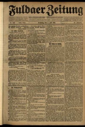 Erste Ausgabe vom Samstag, den 01. Juli 1916.