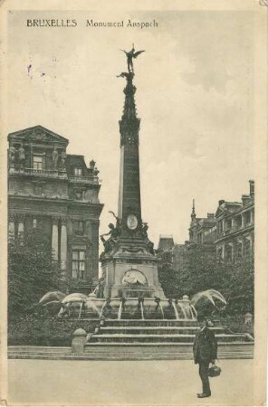 Erster Weltkrieg - Postkarten "Aus großer Zeit 1914/15". "Bruxelles - Monument Anspach"