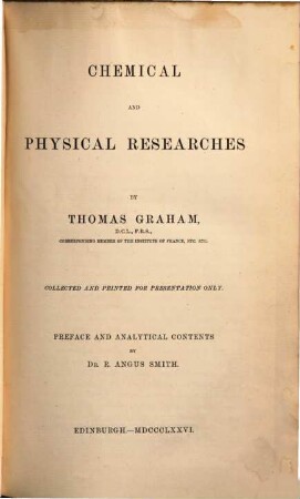 Chemical and physical researches