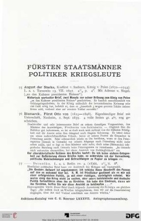Fürsten Staatsmänner Politiker Kriegsleute (Nr. 75-96)