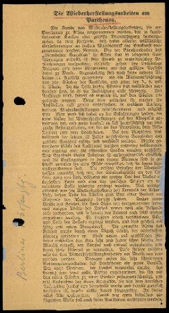 Zeitungsartikel Parthenon