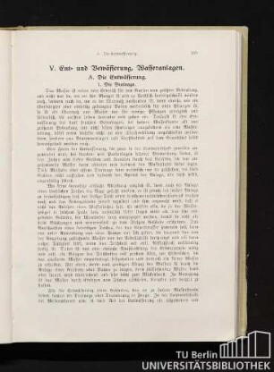 V. Ent- und Bewässerung, Wasseranlagen.