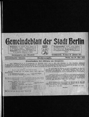 Sonderausgabe, 19. Mai 1923
