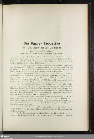 Die Papier-Industrie im Chemnitzer Bezirk