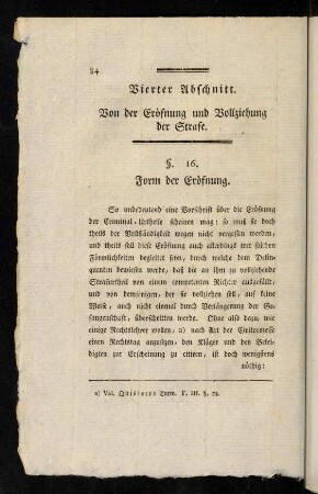 84-92, Vierter Abschnitt. Von der Eröfnung und Vollziehung der Strafe