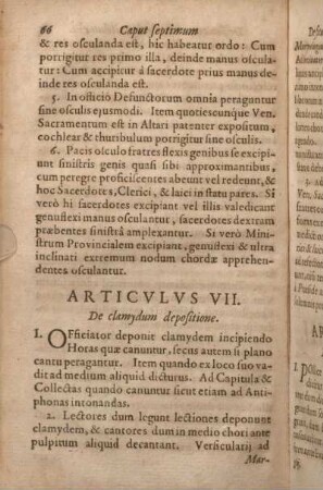 Articvlvs VII. De clamydum depositione.