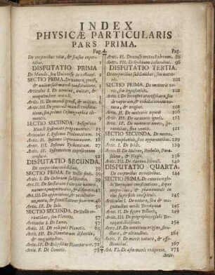 Index Physicæ Particularis