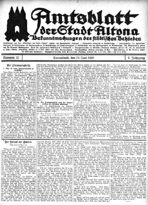 Nummer 25 : Sonnabend, den 19. Juni 1926