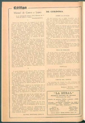 De Córdoba : Sobre la huelga[,] Misa de Requiem[,] Tertulia [y] Fiestas del Corpus