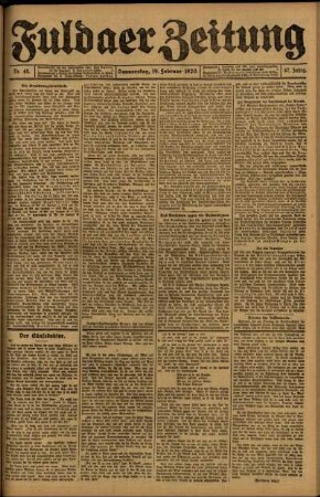 Ausgabe vom Donnerstag, den 19. Februar 1920.