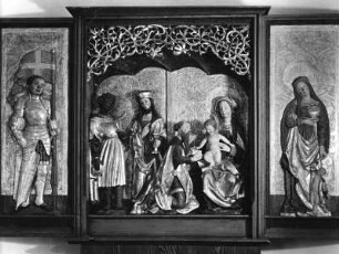 Dreikönigsaltar — Anbetung der Könige zwischen den heiligen Georg und Dorothea