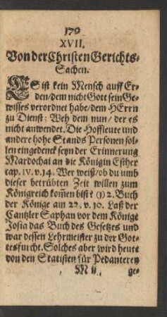 XVII. Von der Christen Gerichts-Sachen.