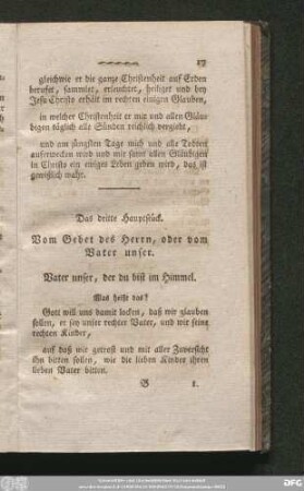 Das dritte Hauptstück. Vom Gebet des Herrn, oder vom Vater unser.