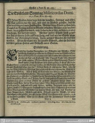 Die Epistel am Sonntag Misericordias Domini, 1. Petr. II. v. 21-25