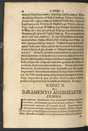 Caput II. De Iuramento Agonizantis.