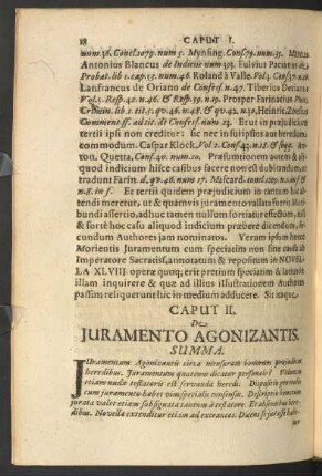 Caput II. De Iuramento Agonizantis.