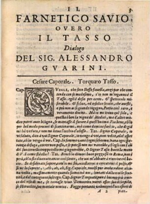 Il farnetico savio overo il Tasso : dialogo