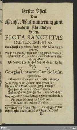 Erster Theil Von Ernster Aufmunterung zum wahren Christlichen Leben