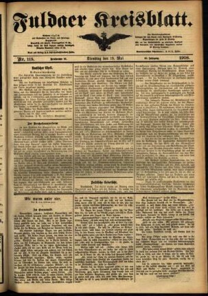 Ausgabe vom Dienstag, den 19. Mai 1908.