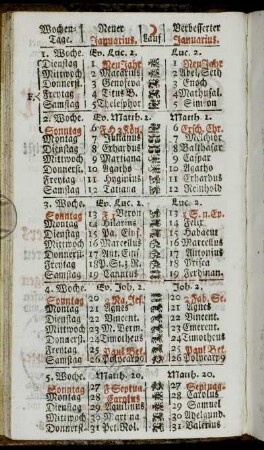 Neuer Januarius. - Alter Nov. u. Dec. Monds-Viertel.